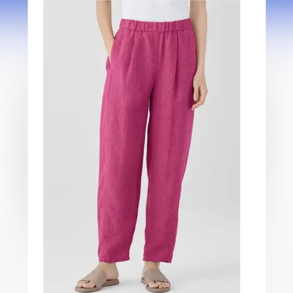 Eileen Fisher Pants - NWT pleated linen ankle lantern pants in pink color
